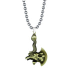 Zodiac Dragon Axe Brass Statement Pendant Necklace Chain For Men Bulk