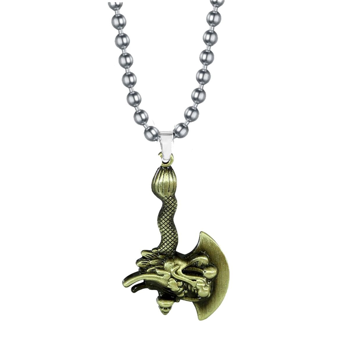 Zodiac Dragon Axe Brass Statement Pendant Necklace Chain For Men Bulk