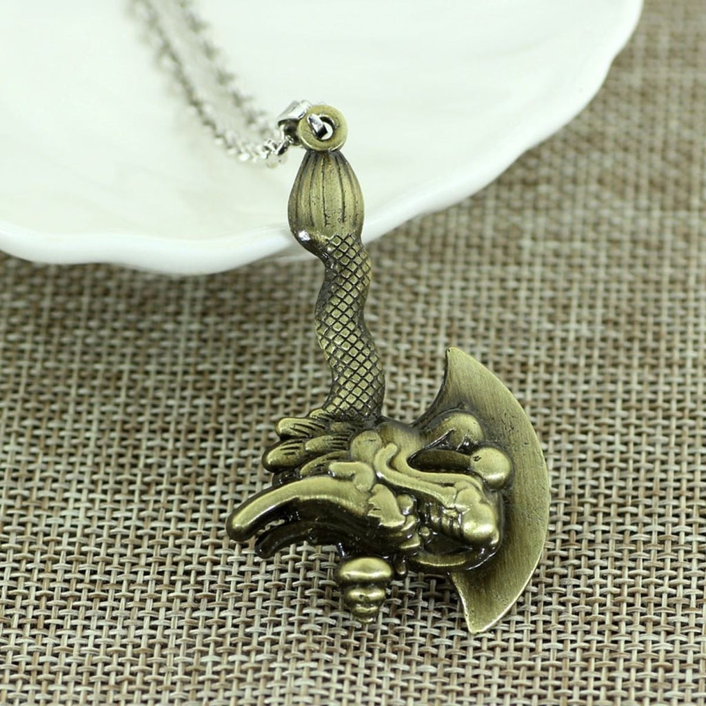 Zodiac Dragon Axe Brass Statement Pendant Necklace Chain For Men Bulk