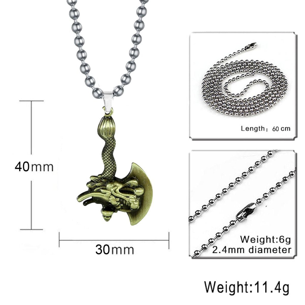 Zodiac Dragon Axe Brass Statement Pendant Necklace Chain For Men Bulk