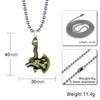 Zodiac Dragon Axe Brass Statement Pendant Necklace Chain For Men Bulk