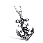 Vintage Marine Anchor Skull Pirate Stainless Steel Pendant Chain Bulk