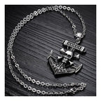 Vintage Marine Anchor Skull Pirate Stainless Steel Pendant Chain Bulk