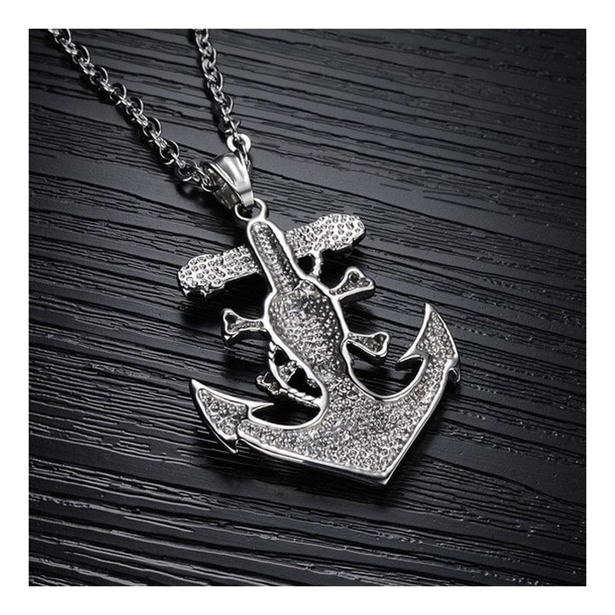 Vintage Marine Anchor Skull Pirate Stainless Steel Pendant Chain Bulk