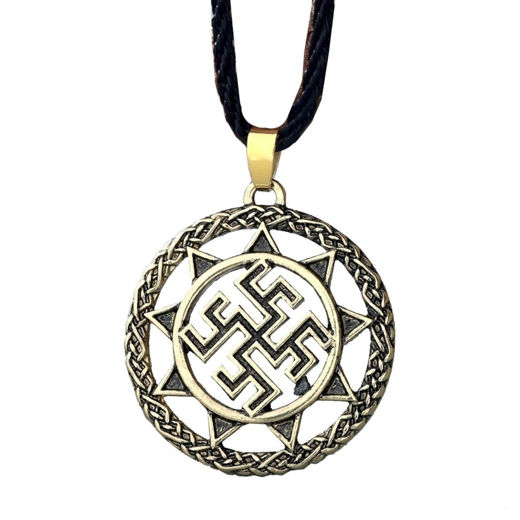 Vintage Swastik Talisman Bronze Pendant Necklace Chain Bulk