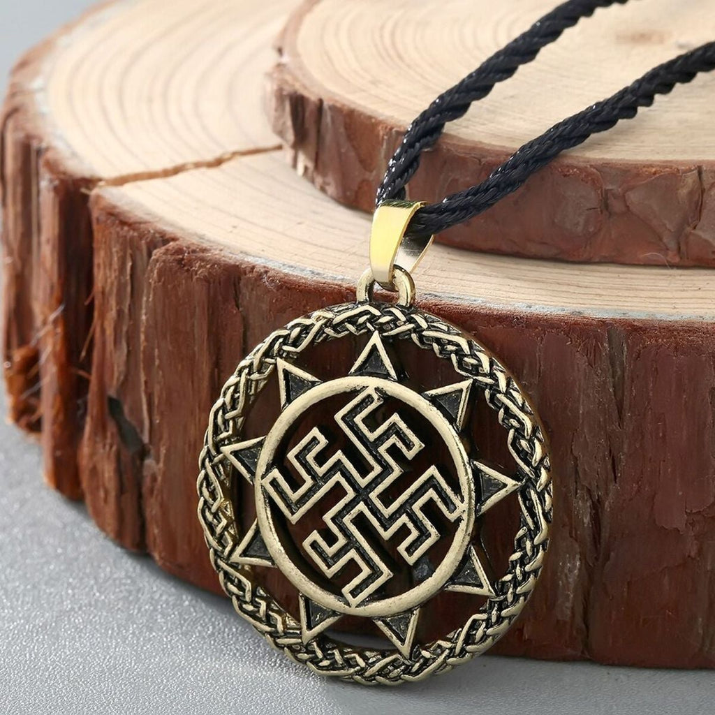 Vintage Swastik Talisman Bronze Pendant Necklace Chain Bulk