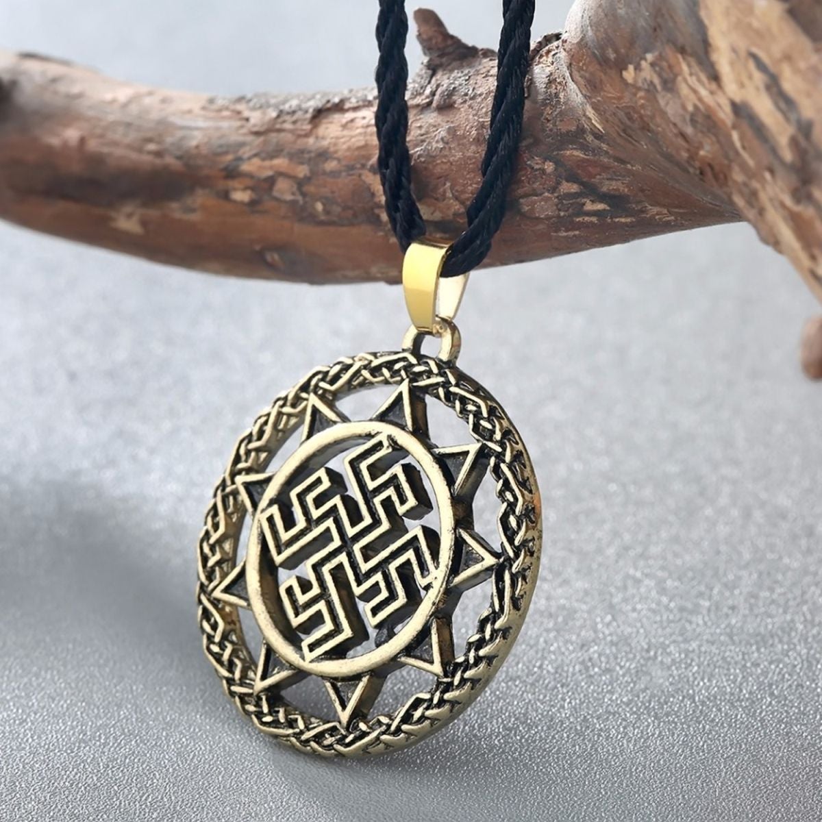 Vintage Swastik Talisman Bronze Pendant Necklace Chain Bulk