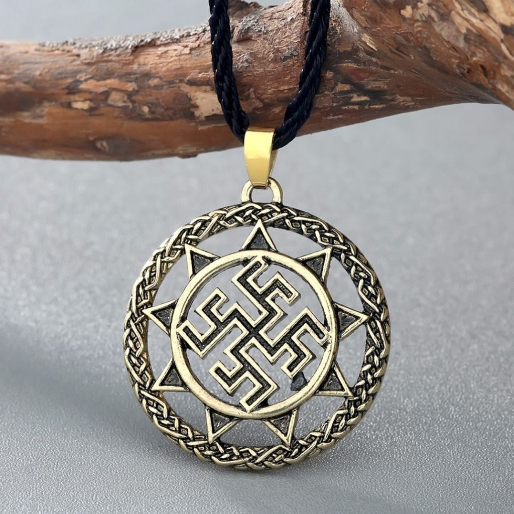 Vintage Swastik Talisman Bronze Pendant Necklace Chain Bulk