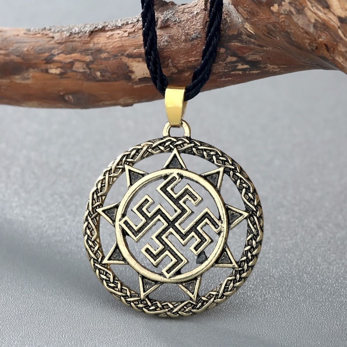 Vintage Swastik Talisman Bronze Pendant Necklace Chain Bulk