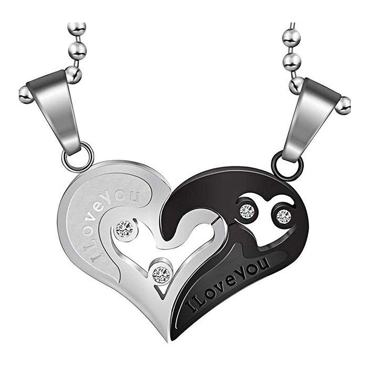 Couple Heart I Love You Stainless Steel Necklace Chain Pendant Combo Secondary image