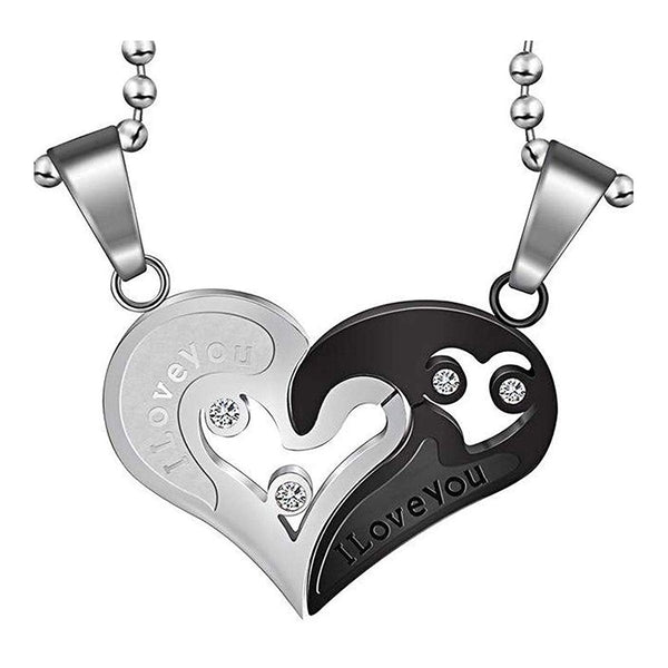 Couple Heart I Love You Stainless Steel Necklace Chain Pendant Combo Secondary image