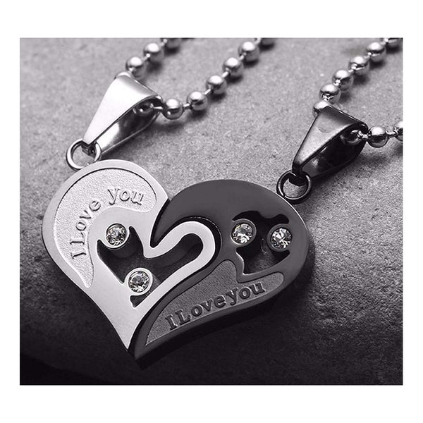 Couple Heart I Love You Stainless Steel Necklace Chain Pendant Combo Main image