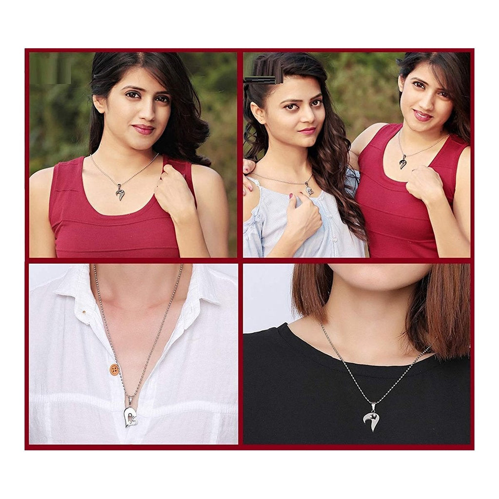 Couple Heart I Love You Stainless Steel Necklace Chain Pendant Combo
