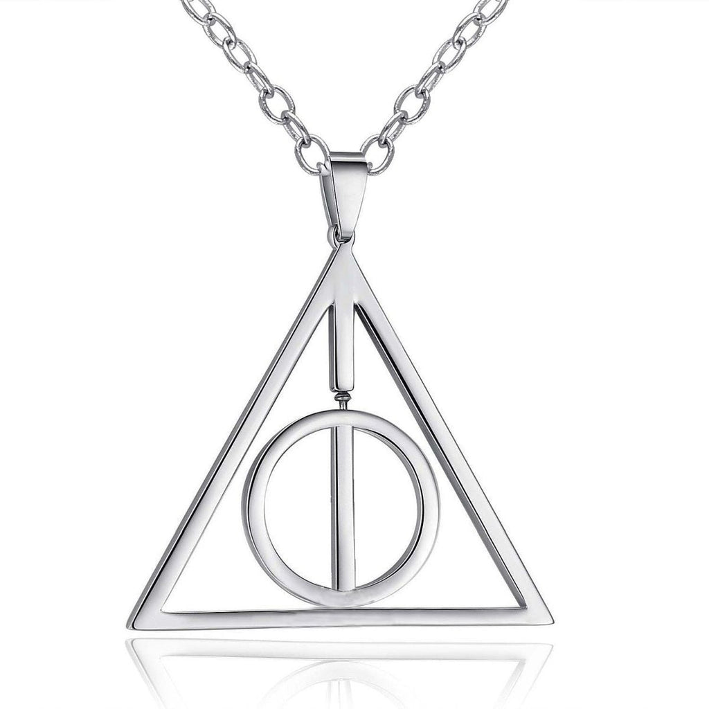 Harry Potter Time Turner Hallows Triangle Compass Stainless Steel Pendant Chain
