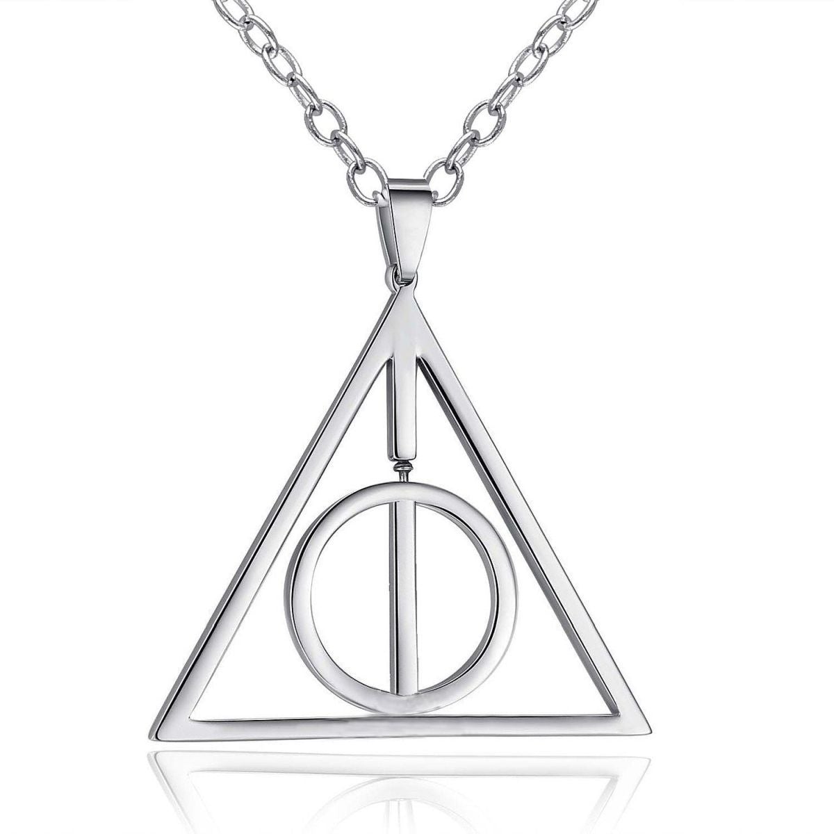 Harry Potter Time Turner Hallows Triangle Compass Stainless Steel Pendant Chain