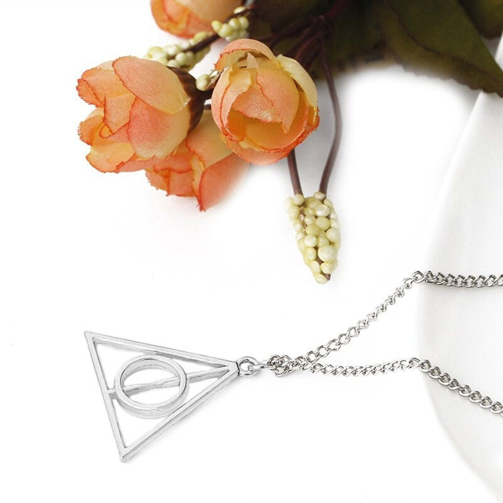 Harry Potter Time Turner Hallows Triangle Compass Stainless Steel Pendant Chain