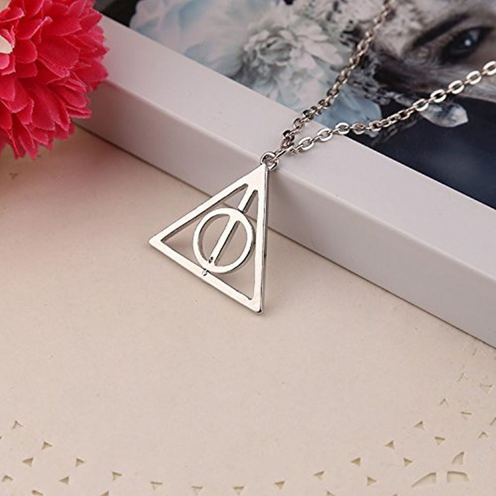Harry Potter Time Turner Hallows Triangle Compass Stainless Steel Pendant Chain