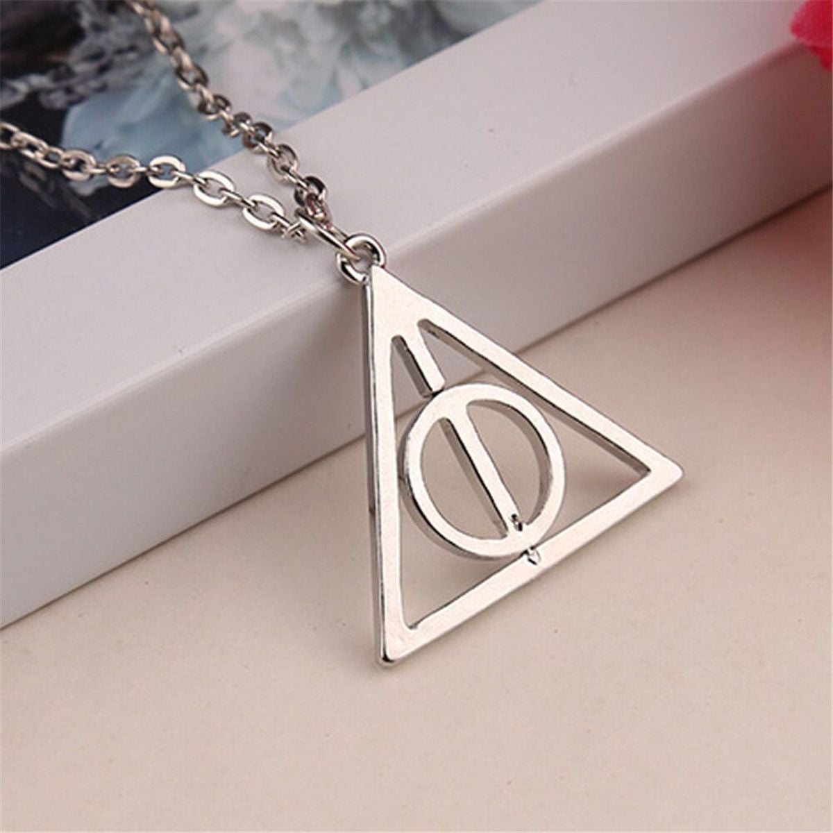 Harry Potter Time Turner Hallows Triangle Compass Stainless Steel Pendant Chain Main image