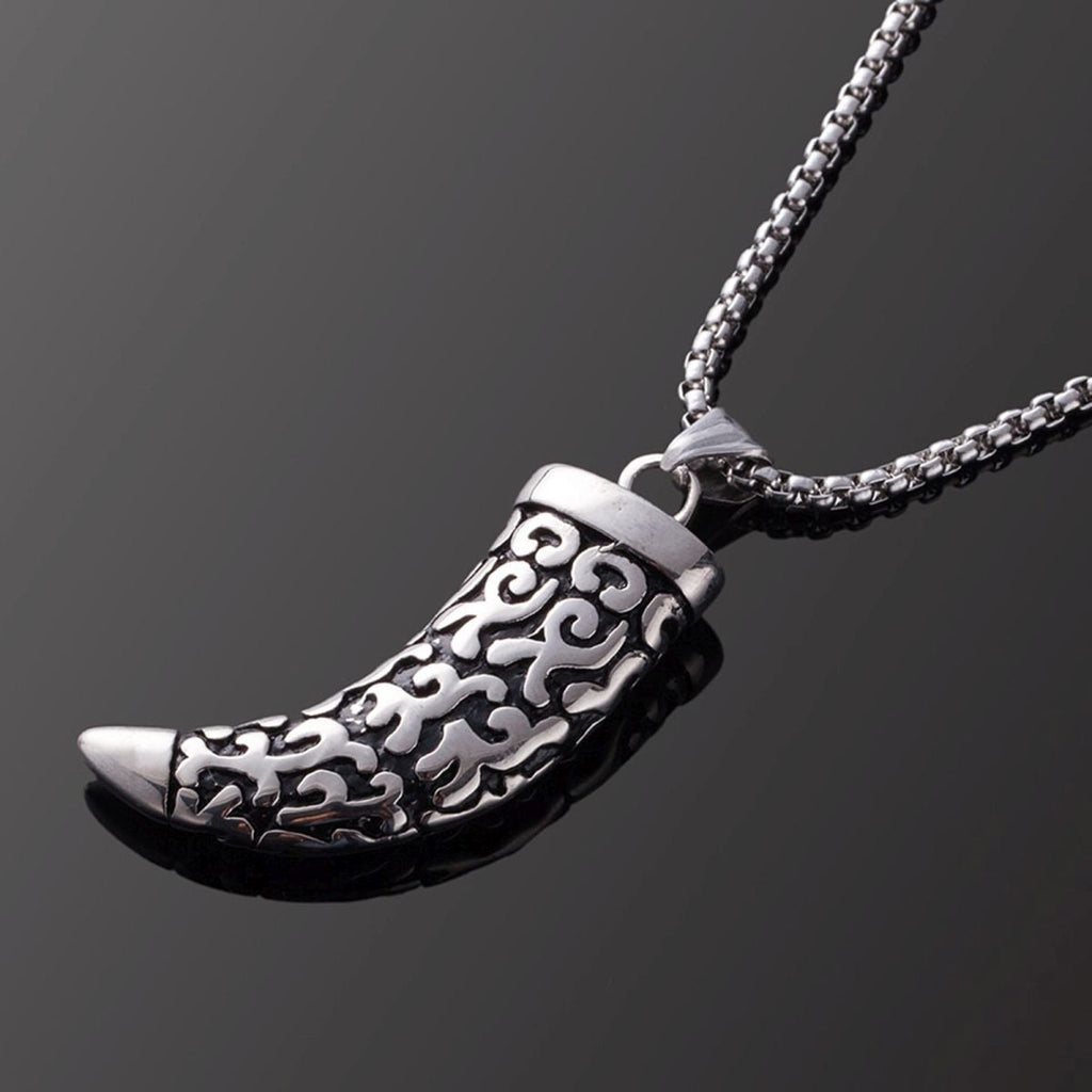 Wolf Tooth Replica Silver Stainless Steel Pendant Chain Bulk