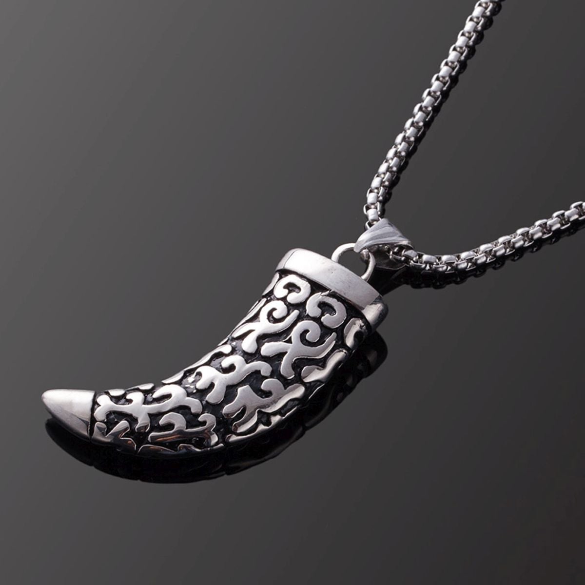 Wolf Tooth Replica Silver Stainless Steel Pendant Chain Bulk