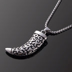 Wolf Tooth Replica Silver Stainless Steel Pendant Chain For Men Bulk