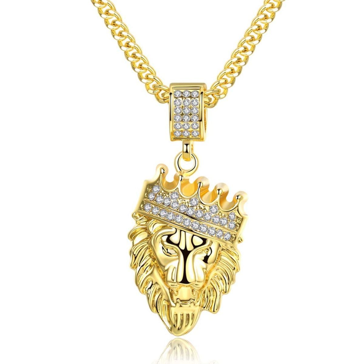 Lion King Crown Kings Landing Gold Rhinestone Crystal Pendant Chain Secondary image