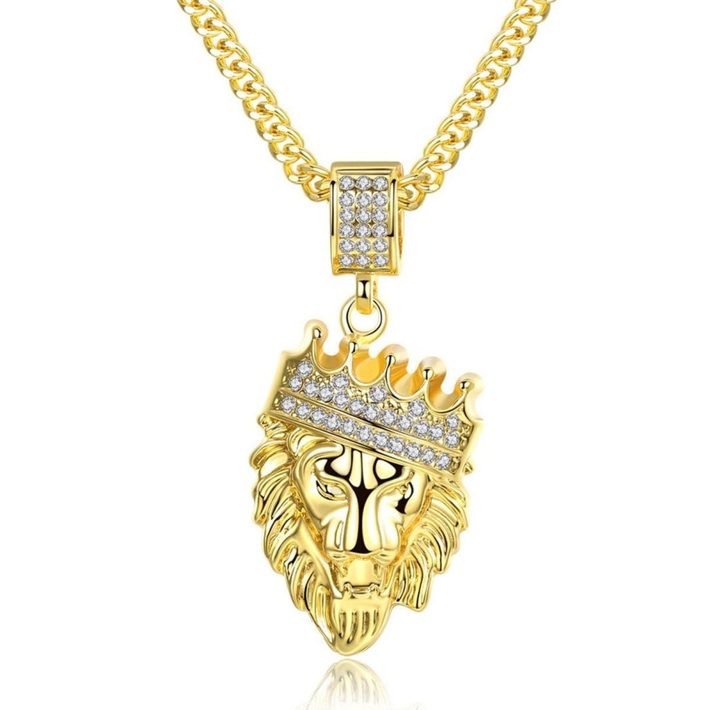 Lion King Crown Kings Landing Gold Rhinestone Crystal Pendant Chain