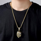 Lion King Crown Kings Landing Gold Rhinestone Crystal Pendant Chain