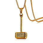 Thor Hammer Gold Plated Stainless Steel Pendant Chain Bulk