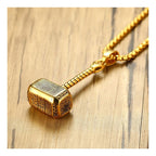 Thor Hammer Gold Plated Stainless Steel Pendant Chain Bulk