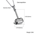 Hammer Silver Surgical Stainless Steel Pendant Necklace Chain Bulk