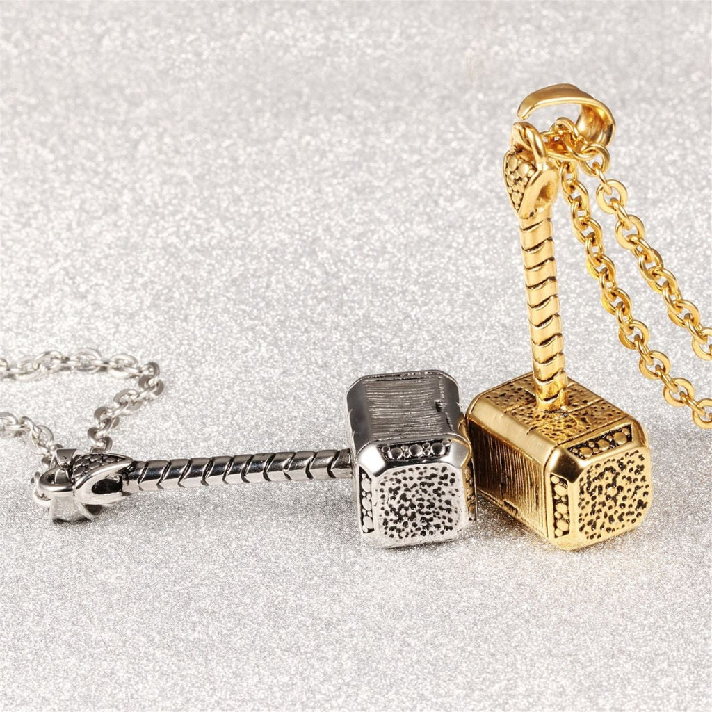 Hammer Silver Surgical Stainless Steel Pendant Necklace Chain Bulk