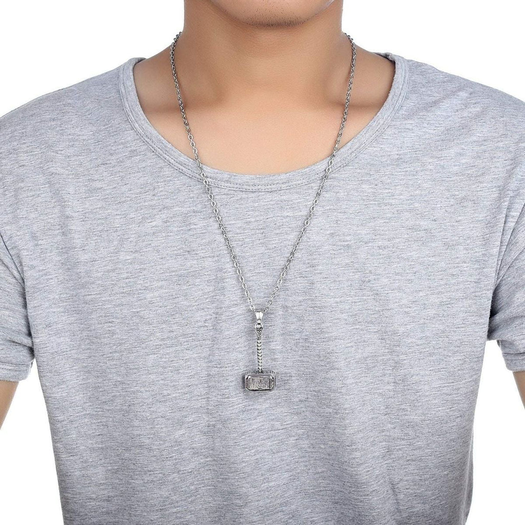 Hammer Silver Surgical Stainless Steel Pendant Necklace Chain Bulk