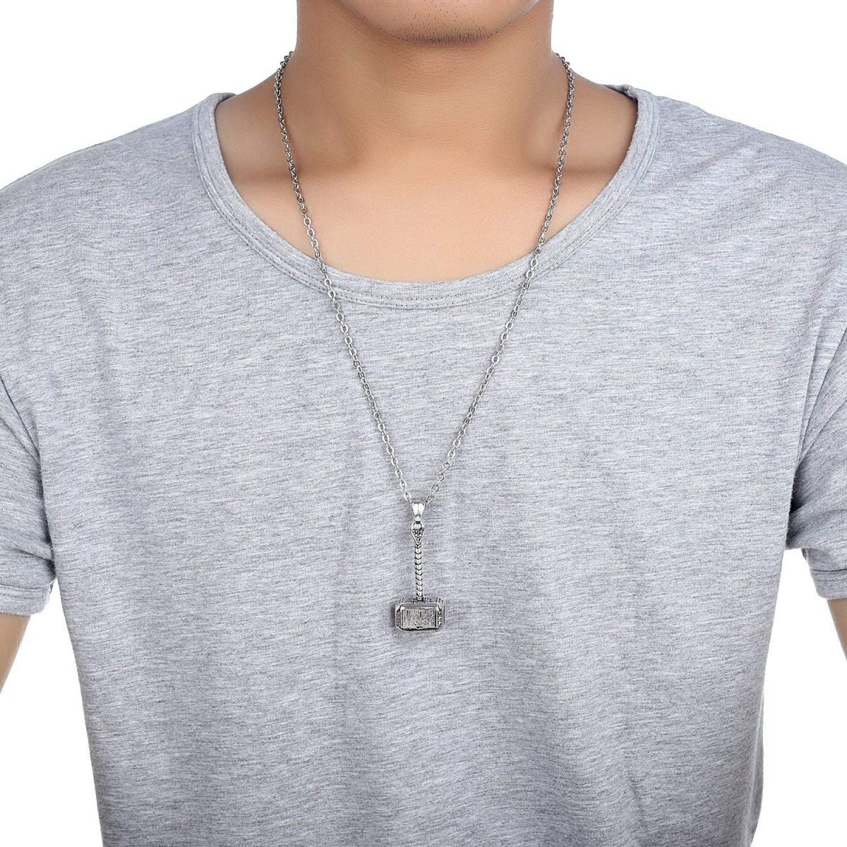 Hammer Silver Surgical Stainless Steel Pendant Necklace Chain Bulk