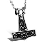 Viking Celtic Knot Wolf Thor Hammer Stainless Steel Pendant Necklace