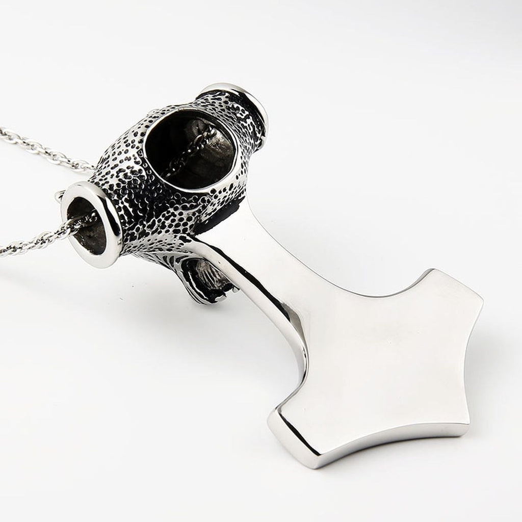 Viking Celtic Knot Wolf Thor Hammer Vintage Stainless Steel Pendant Chain