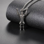 Gym Fitness Body Builder Wrestler Silver Stainless Steel Pendant Chain For Men