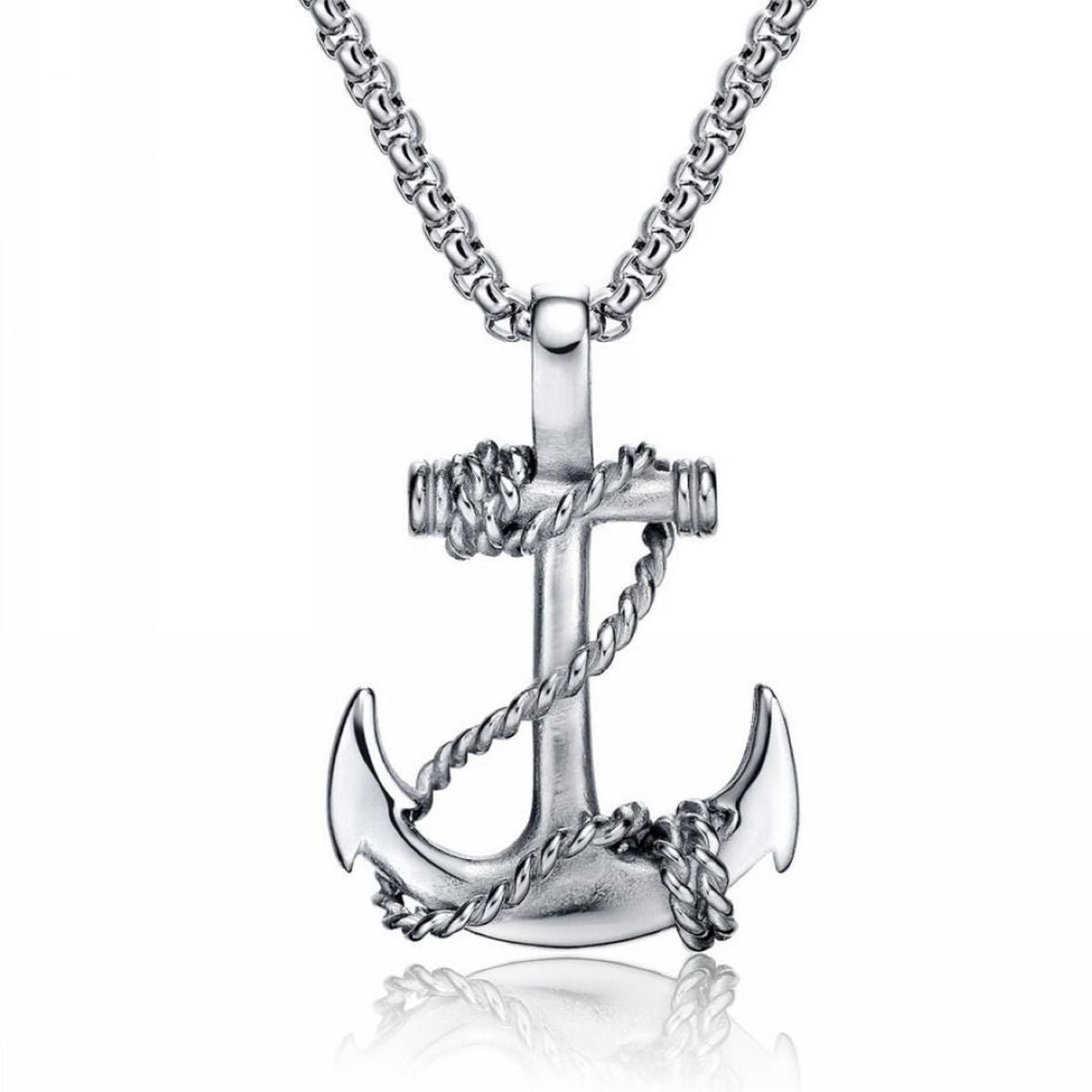 Marine Rudder Anchor Sailor Silver Stainless Steel Pendant Chain Bulk Secondary image