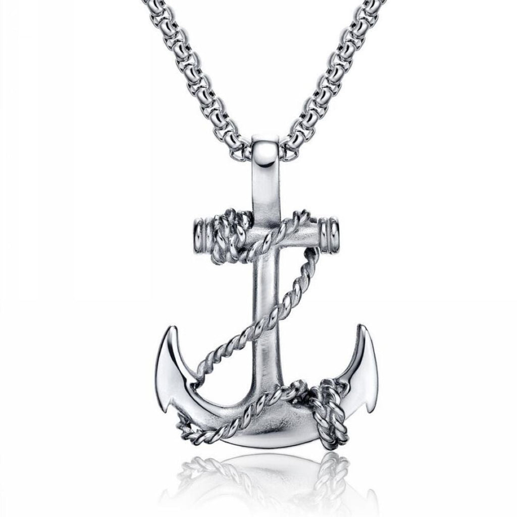 Marine Rudder Anchor Sailor Silver Stainless Steel Pendant Chain Bulk