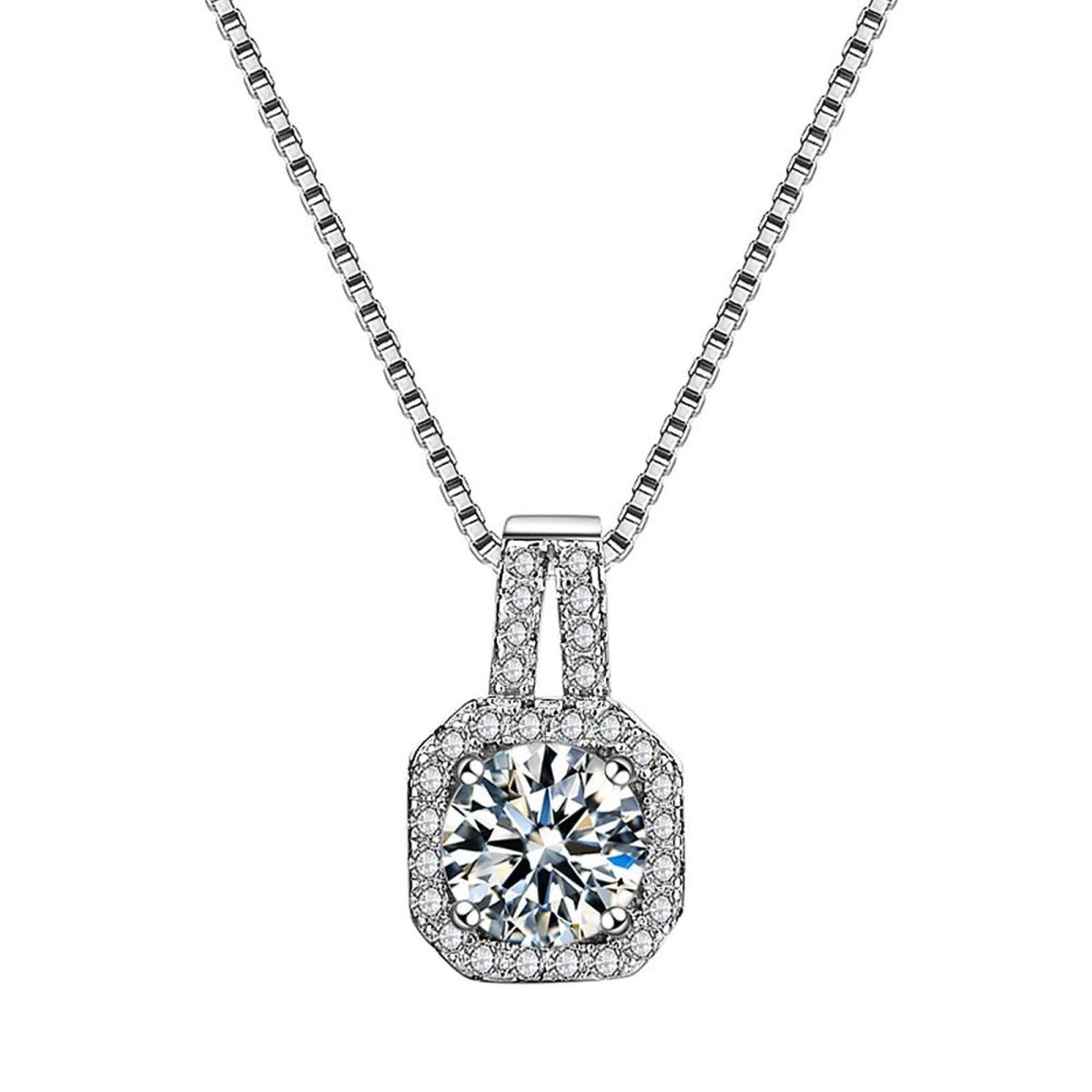 Dainty Classic Solitaire American Diamond Crystal Pendant Chain Bulk
