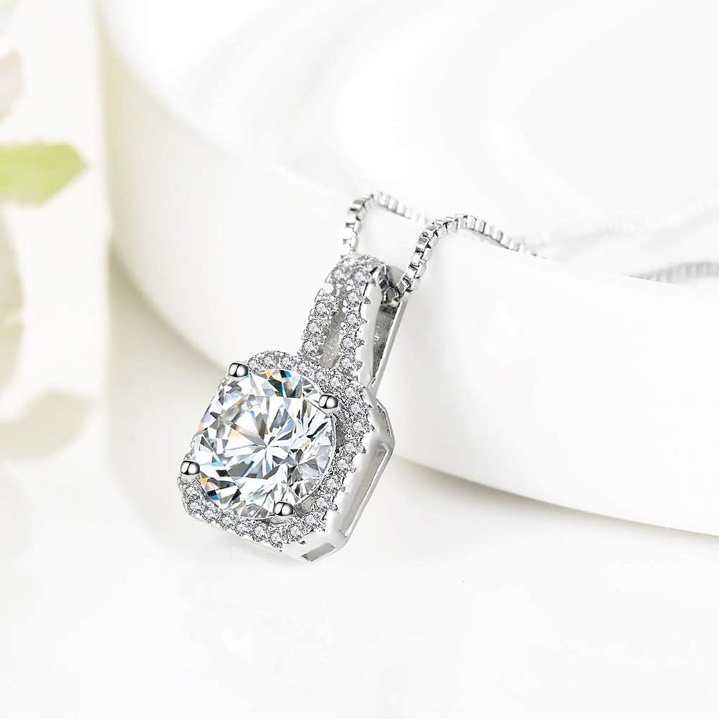 Dainty Classic Solitaire American Diamond Crystal Pendant Chain Bulk