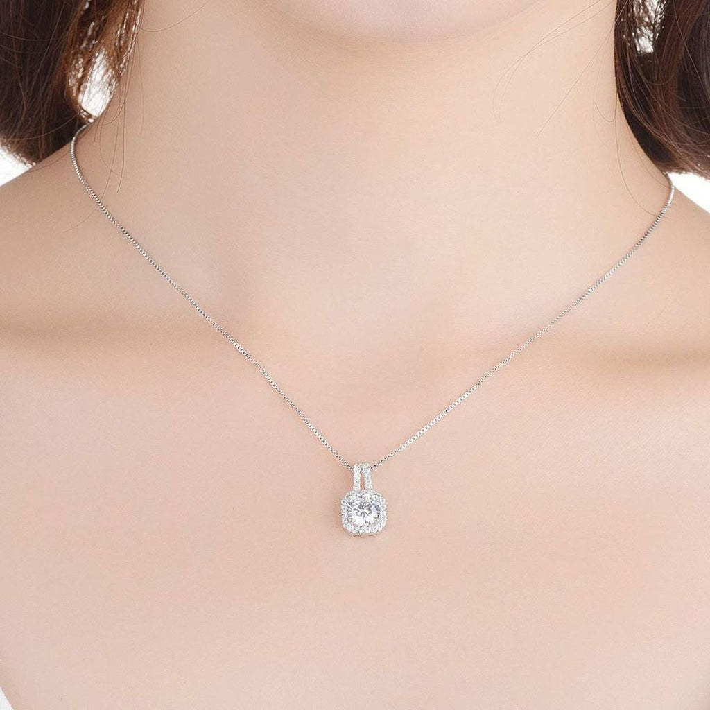 Dainty Classic Solitaire American Diamond Crystal Pendant Chain Bulk