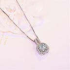 Dainty Classic Solitaire American Diamond Crystal Pendant Chain Bulk