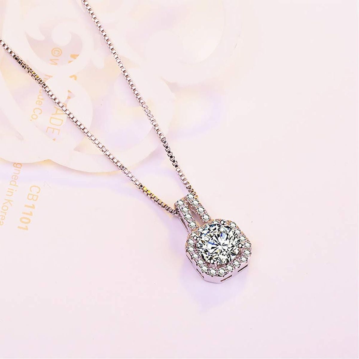 Dainty Classic Solitaire American Diamond Crystal Pendant Chain Bulk