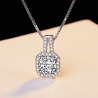 Dainty Classic Solitaire American Diamond Crystal Pendant Chain Bulk