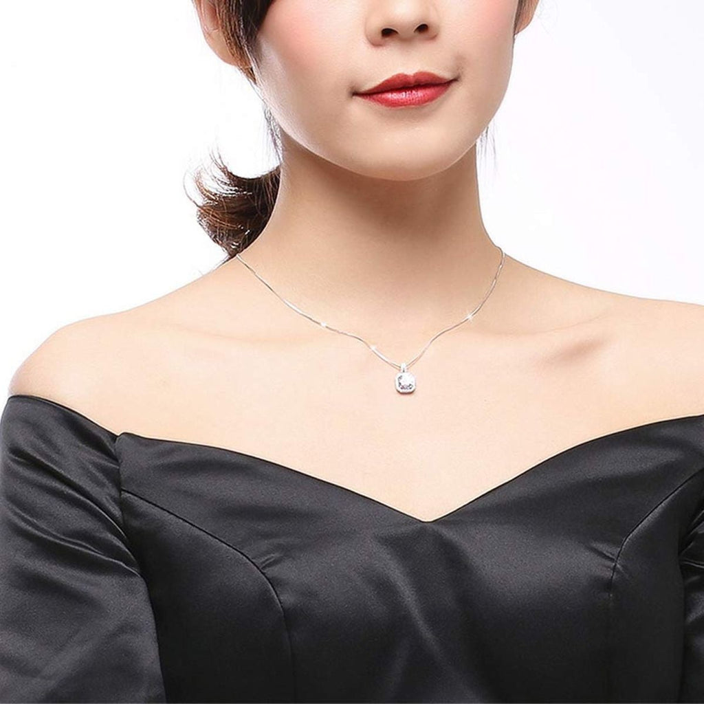 Dainty Classic Solitaire American Diamond Crystal Pendant Chain Bulk