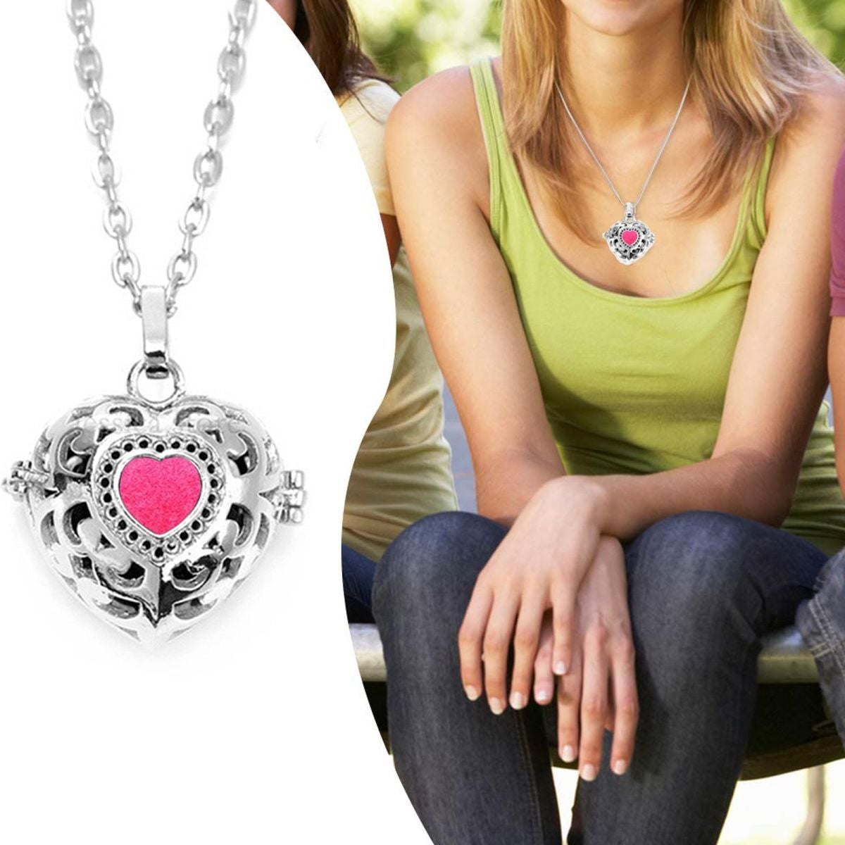 Heart Love Aromatherapy Perfume Diffuser Openable Pendant Chain Bulk