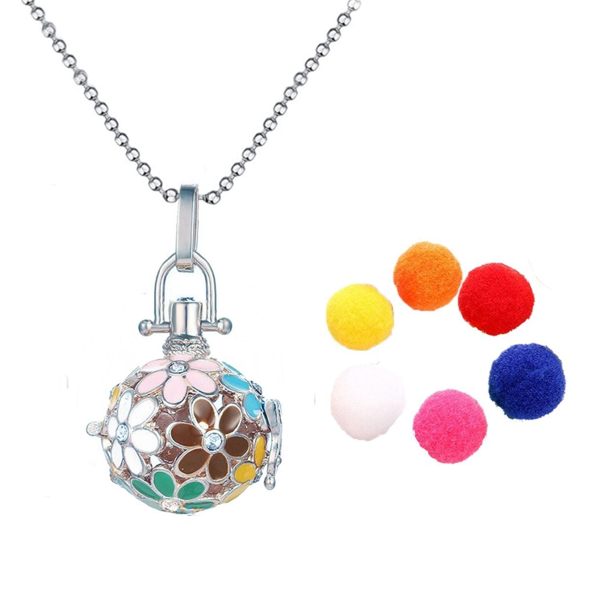 Colorful Aromatherapy Oil Perfume Diffuser Hollow Cage Pendant Chain For Women Main image