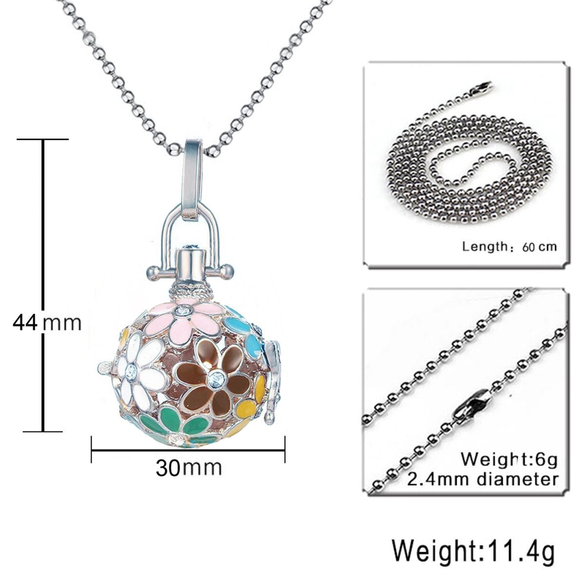 Colorful Aromatherapy Oil Perfume Diffuser Hollow Cage Pendant Chain For Women
