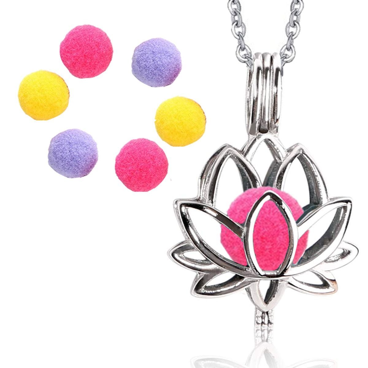 Lotus Flower Aromatherapy Oil Perfume Diffuser Openable Pendant Chain Secondary image